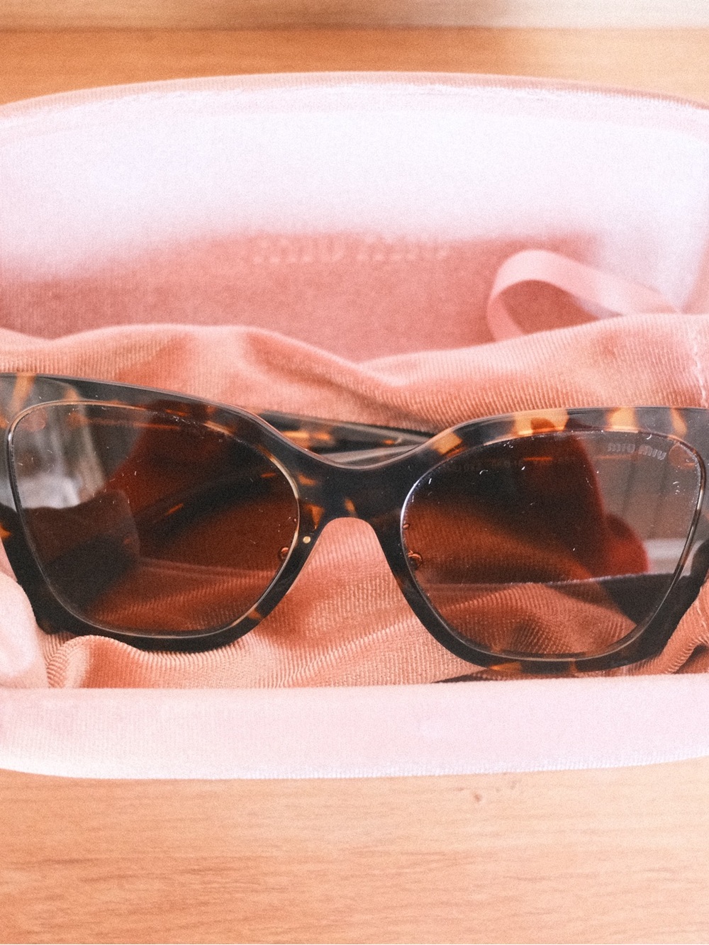 Miu Miu tortoise Sunglasses with Velvet Case